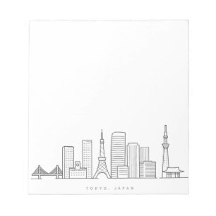 Minimalistische illustratie van de Tokyo-silhouett Notitieblok