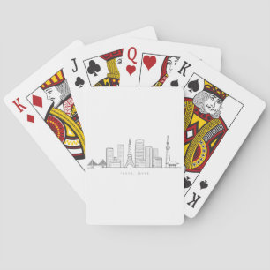 Minimalistische illustratie van de Tokyo-silhouett Pokerkaarten