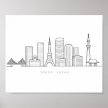 Minimalistische illustratie van de Tokyo-silhouett