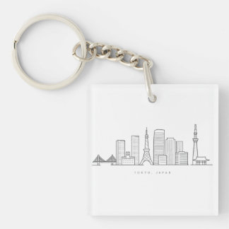 Minimalistische illustratie van de Tokyo-silhouett Sleutelhanger