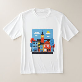 Minimalistische illustratie van Europese huizen T-shirt