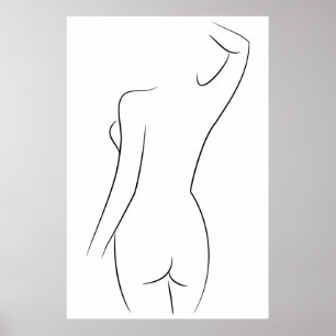 Minimalistische illustratie van het kunstvrouwelij poster