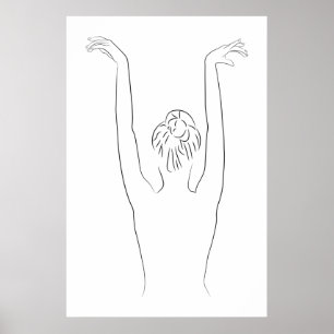 Minimalistische illustratie van het kunstvrouwelij poster