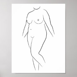 Minimalistische illustratie van het kunstvrouwelij poster
