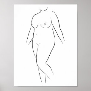 Minimalistische illustratie van het kunstvrouwelij poster