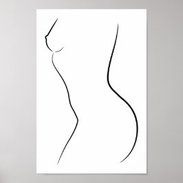 Minimalistische illustratie van het kunstvrouwelij poster