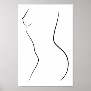 Minimalistische illustratie van het kunstvrouwelij poster