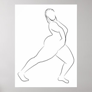 Minimalistische illustratie van het kunstvrouwelij poster