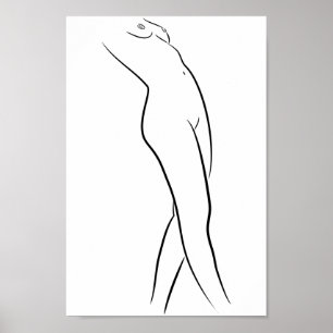 Minimalistische illustratie van het kunstvrouwelij poster