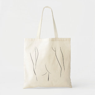 Minimalistische illustratie van het kunstvrouwelij tote bag