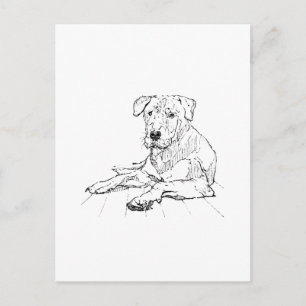 Minimalistische illustratie van Rottweiler-hondlie Briefkaart