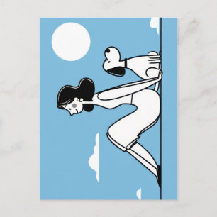 Minimalistische Illustratie van Vrouw en Hond Briefkaart