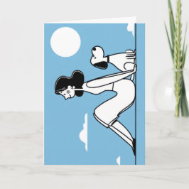 Minimalistische Illustratie van Vrouw en Hond Kaart