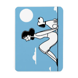 Minimalistische Illustratie van Vrouw en Hond Magneet
