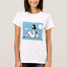 Minimalistische Illustratie van Vrouw en Hond