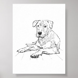 Minimalistische illustratie voor Rottweiler-honden Poster