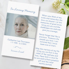 Minimalistische 'In Loving Memory' Foto-gebetskaar Visitekaartje