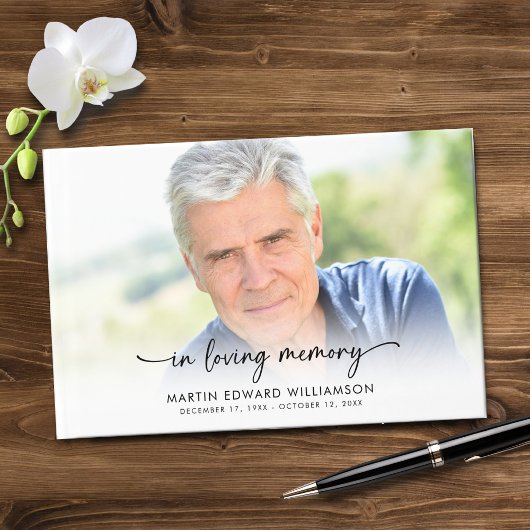 Minimalistische 'In Loving Memory' Foto Scriptie F Gastenboek