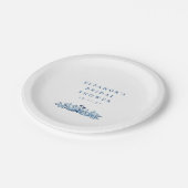 Minimalistische Indigo Blauwe Inkt Botanische Brui Papieren Bordje (Gekanteld)