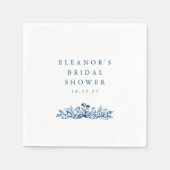 Minimalistische Indigo Blauwe Inkt Botanische Brui Servet (Voorkant)