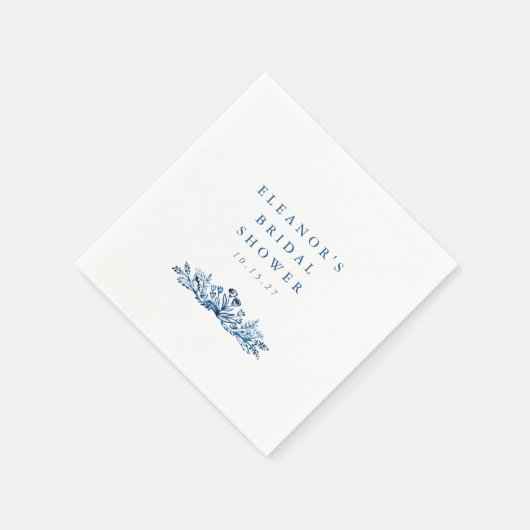 Minimalistische Indigo Blauwe Inkt Botanische Brui Servet (Hoek)