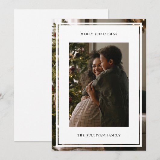 Minimalistische ingelijste foto feestdagenkaart (Voorkant / Achterkant)