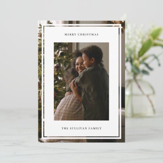 Minimalistische ingelijste foto feestdagenkaart (Staand voorkant)