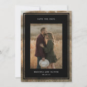 Minimalistische ingelijste foto QR-website trouwda Save The Date (Voorkant)