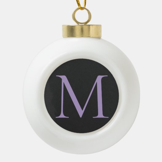 Minimalistische Initiaal letter Monogram Modern Keramische Bal Ornament (Voorkant)