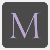 Minimalistische Initiaal letter Monogram Modern Vierkante Sticker (Voorkant)