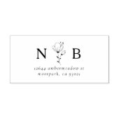 Minimalistische Initialen Bloemenpaar Retouradres Rubberstempel (Afrduk)