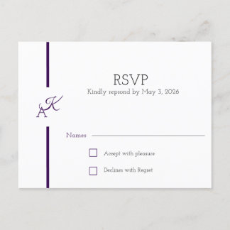 Minimalistische Initialen bruiloft Collectie RSVP- Uitnodiging Briefkaart