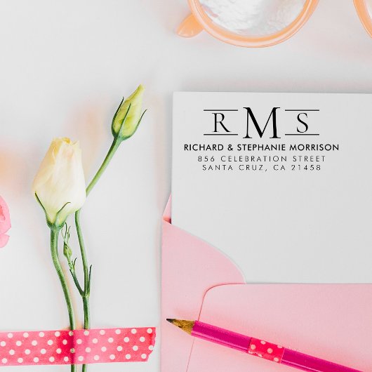 Minimalistische Initialen Bruiloft retour adres Rubberstempel