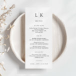 Minimalistische Initialen Eenvoudige Bruiloft Menu<br><div class="desc">Deze aanpasbare bijpassende trouwmenukaart is ontworpen om te coördineren met ons Minimalistische All In One-Collectie en heeft een strakke en eenvoudige lay-out, met een klassiek lettertype. Voor meer geavanceerde aanpassingen van dit ontwerp, bijvoorbeeld het wijzigen van de lay-out, het lettertype of de tekstgrootte, klikt u op de knop "AANPASSEN" hierboven....</div>