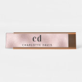 Minimalistische initialen van rose goud monogram bureau naambordje (Voorkant)