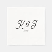 Minimalistische Initialen Zwart Script Monogram Br Servet (Voorkant)