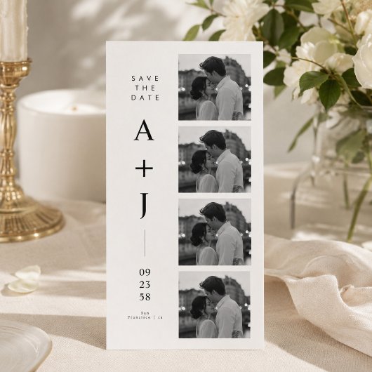 Minimalistische initiële fotostrip Save the Date k