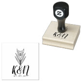Minimalistische initiële logo-huwelijk bloemlijn k rubberstempel (Gestempeld)