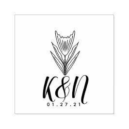 Minimalistische initiële logo-huwelijk bloemlijn k rubberstempel