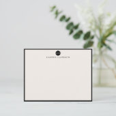 Minimalistische initiële monogram zwarte kader not kaart (Staand voorkant)