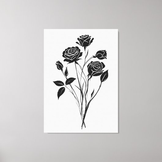 Minimalistische Ink Rozen Abstracte Bloemenkunst i Canvas Afdruk (Voorkant)