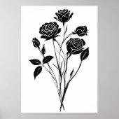 Minimalistische Ink Rozen Abstracte Bloemenkunst i Poster (Voorkant)