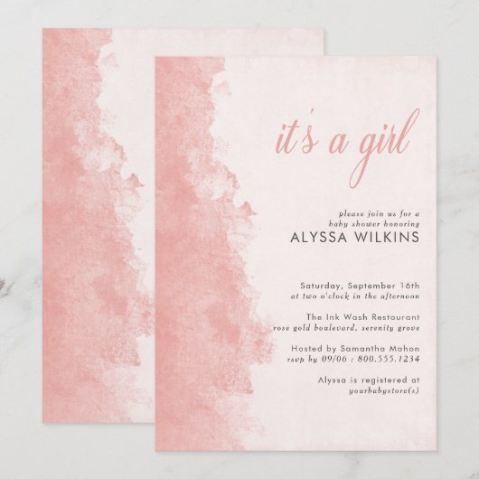 Minimalistische Ink Wash Texture is een meisje Bab Kaart (Voorkant / Achterkant)