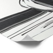 Minimalistische inkt bloem tekening in zwart poster (Hoek)