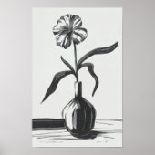 Minimalistische inkt bloem tekening in zwart poster (Voorkant)