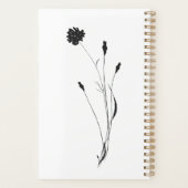 Minimalistische Inkt Bloemen Zwart-Wit Botanisch Planner (Achterkant)