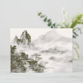 Minimalistische inkt nevelige Zen berglandschap Aankondiging (Staand voorkant)