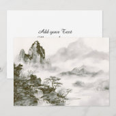 Minimalistische inkt nevelige Zen berglandschap Aankondiging (Voorkant / Achterkant)