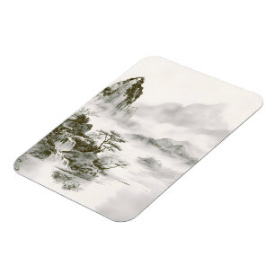 Minimalistische inkt nevelige Zen berglandschap Magneet