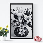 Minimalistische inkt Rozen vaas stijlvolle tekenin Poster